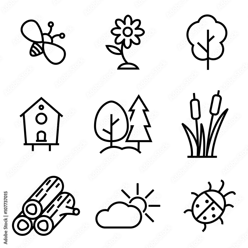 Nature elements icons set Stock Vector by ©Sky-Designs 85803400