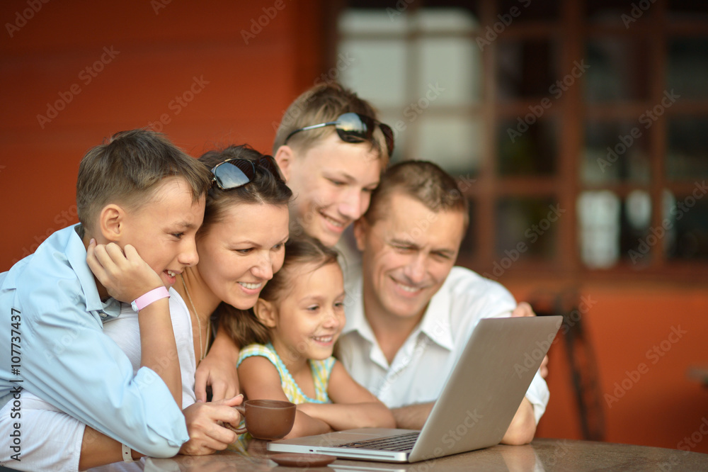 happy family with laptop happy family with laptop