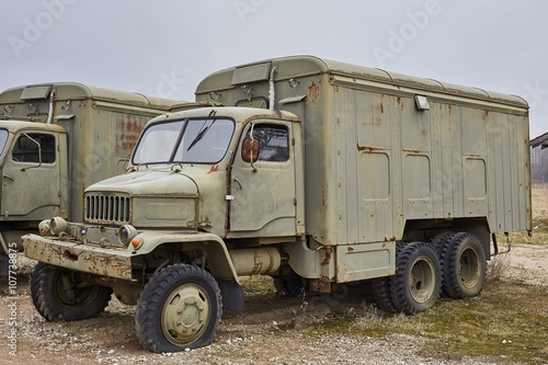 Old army car parked outdoors