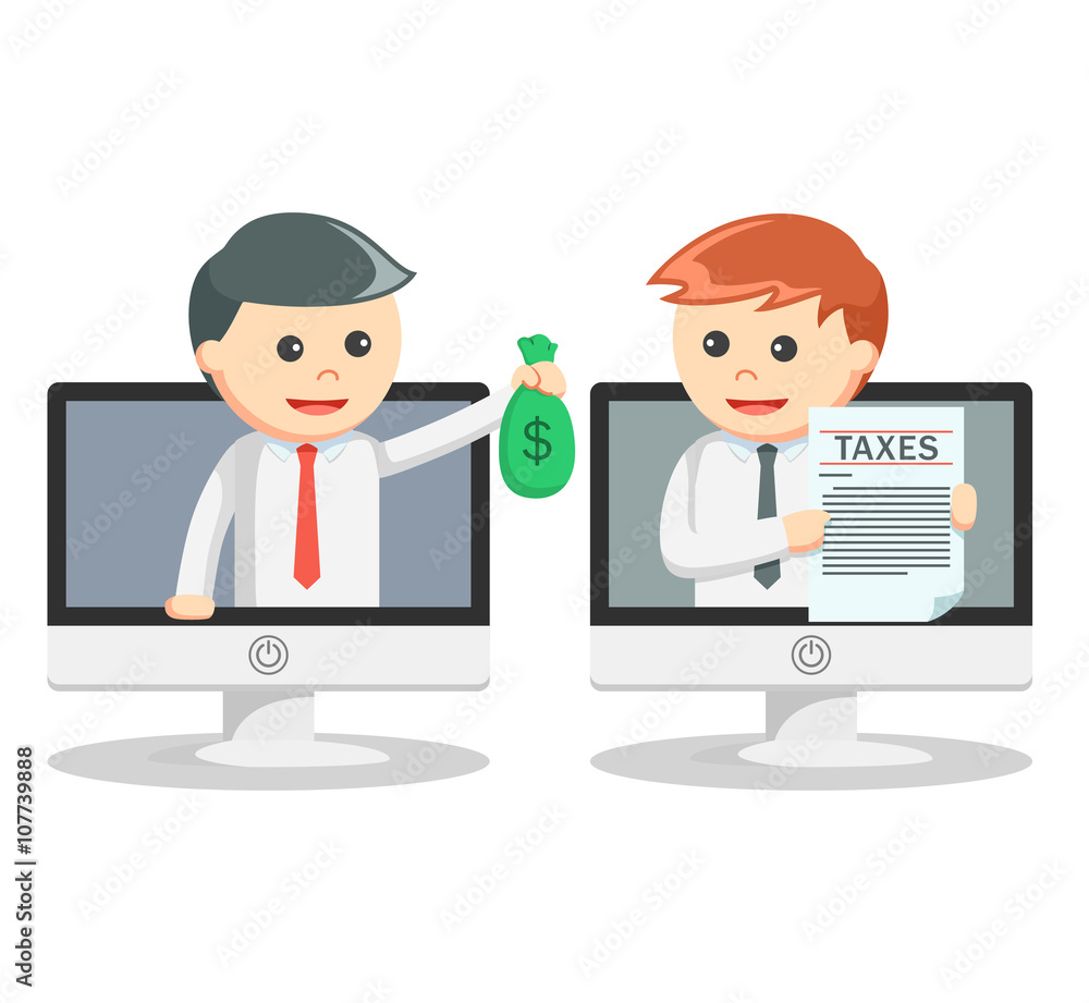 Business man paying tax online