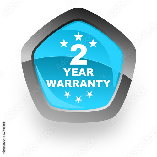warranty blue pentagon vector icon
