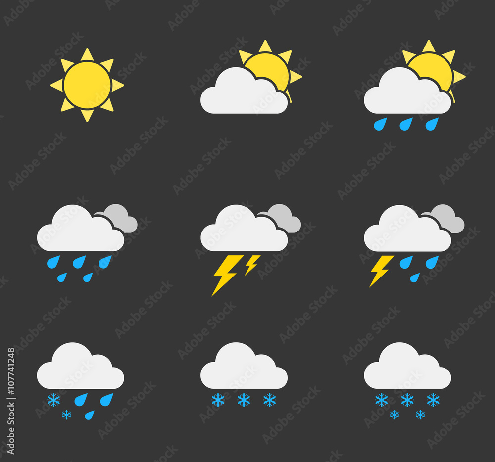 set of weather icons set of weather icons