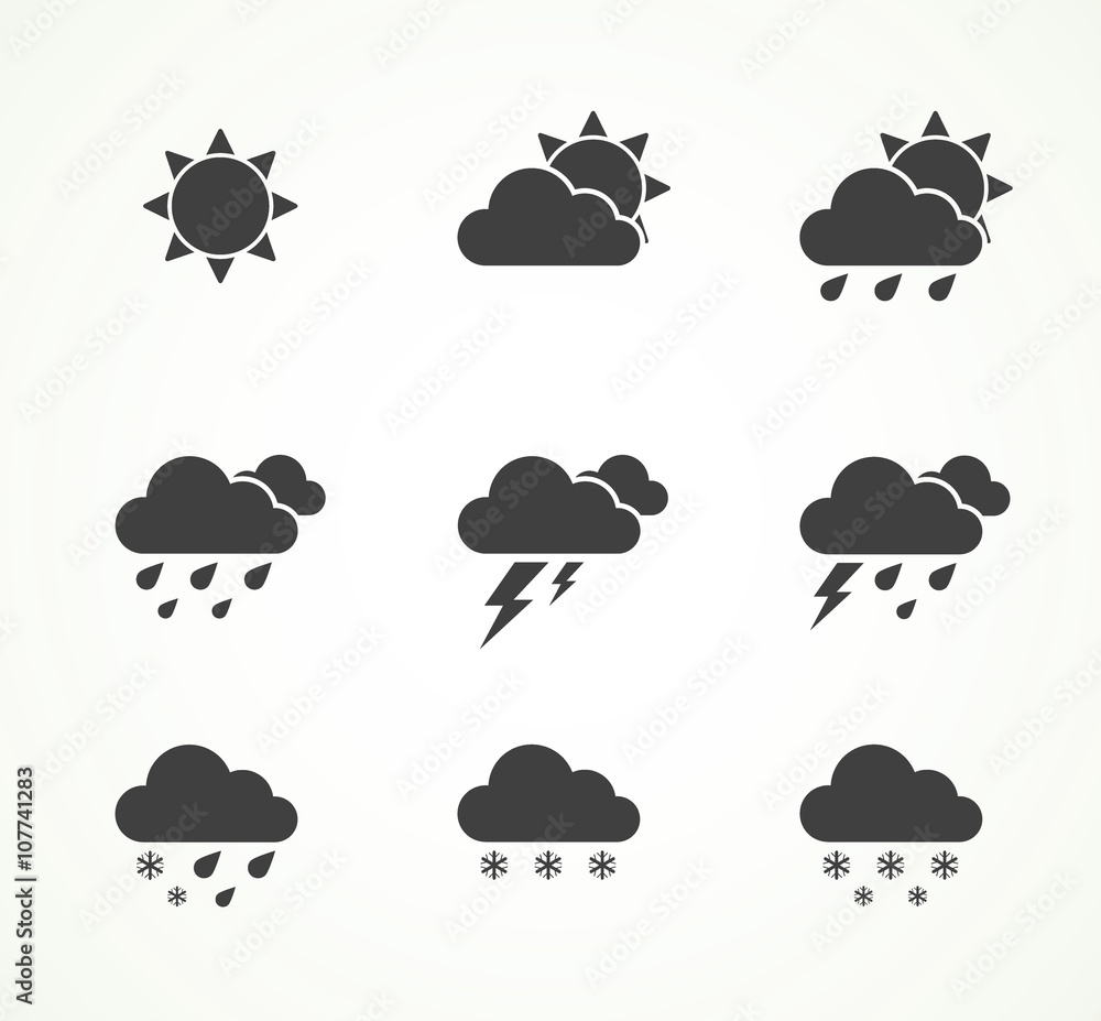 set of weather icons set of weather icons