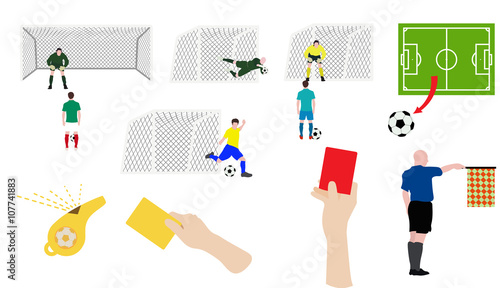 Flat design soccer footall icons set