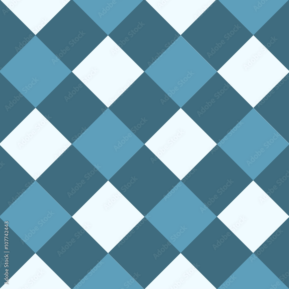 Ocean Blue White Diamond Chessboard Background Vector Illustration