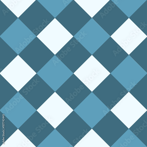 Ocean Blue White Diamond Chessboard Background Vector Illustration