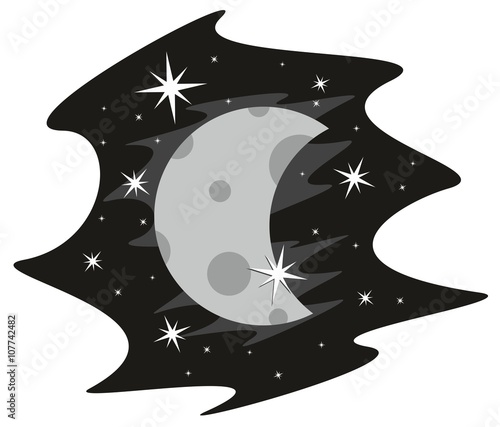 Star sky with the moon.