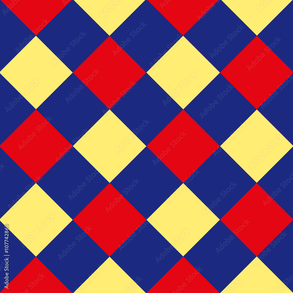Blue Red Yellow Diamond Chessboard Background Vector Illustration