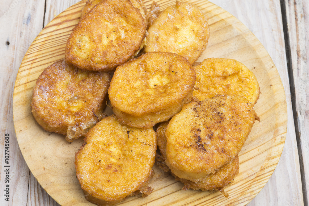 French toasts. Traditional Spanish torrijas French toasts. Traditional Spanish torrijas