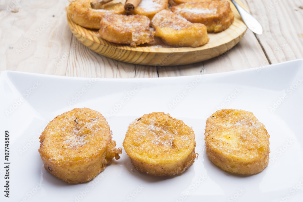 French toasts. Traditional Spanish torrijas