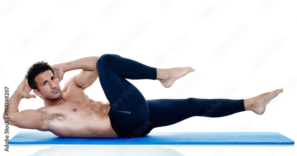 man fitness pilates exercices isolated man fitness pilates exercices isolated