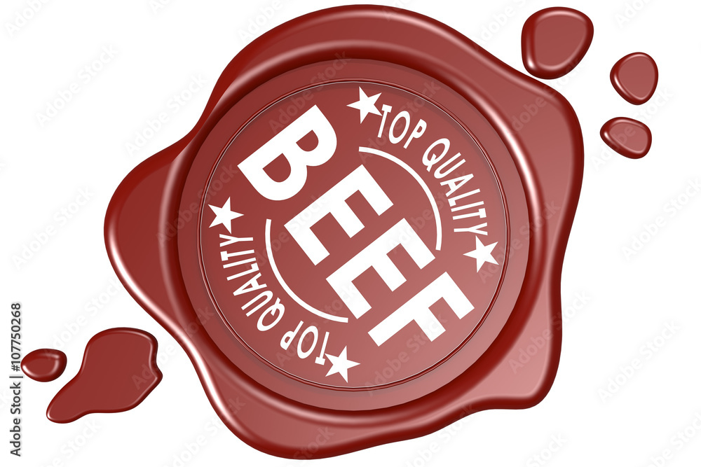 Top quality beef label seal isolated Top quality beef label seal isolated