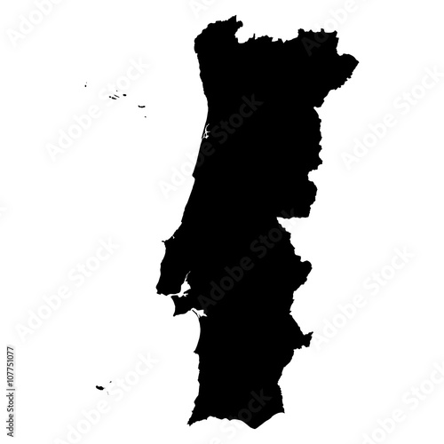 Portugal black map on white background vector
