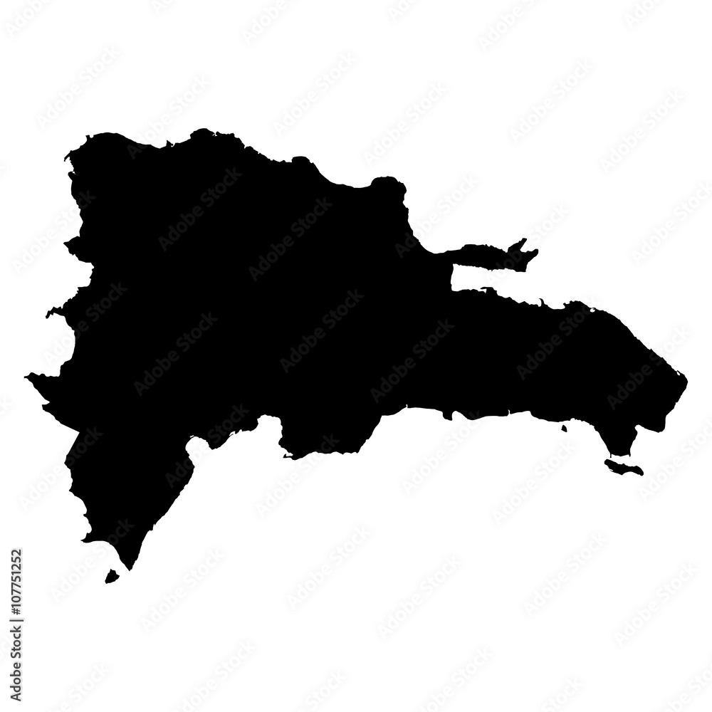 Dominican Republic black map on white background vector - obrazy, fototapety, plakaty 