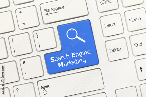 White conceptual keyboard - Search Engine Marketing (blue key wi