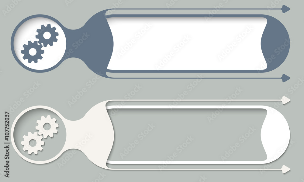 Two vector buttons for your text and cogwheels Two vector buttons for your text and cogwheels