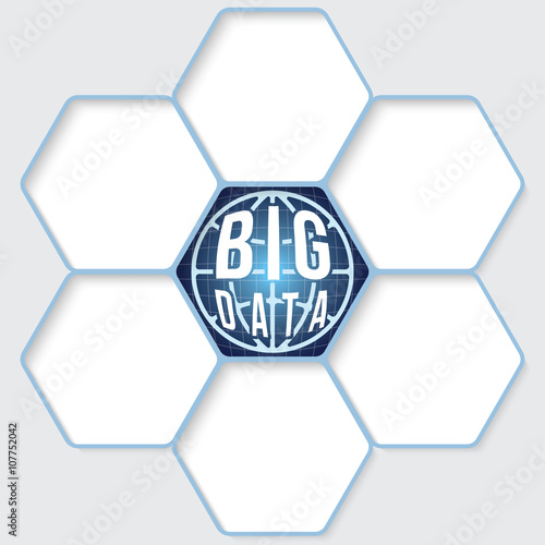 Set of five hexagons for your text and a big data icon