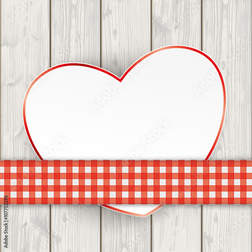 Wooden Planks Red Checked Tablecloth Convert Heart