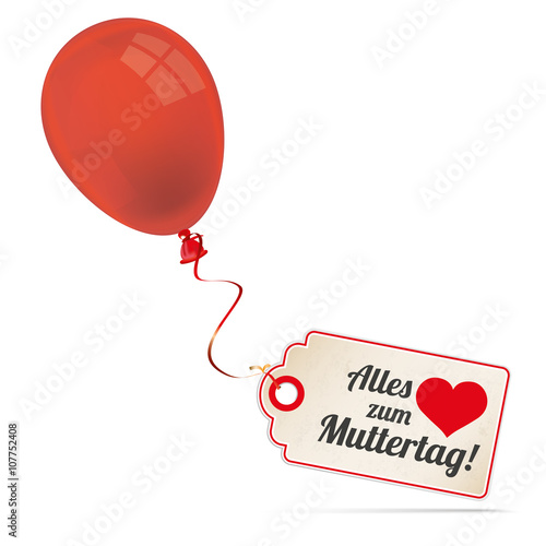 Red Balloon With Price Sticker Muttertag