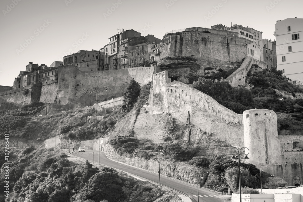 Citadel of Bonifacio, Corsica. Monochrome Citadel of Bonifacio, Corsica. Monochrome