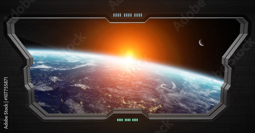 Fototapeta Naklejka Na Ścianę i Meble -  View of outer space from inside a space station