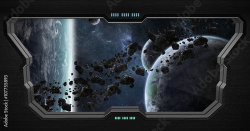 Fototapeta Naklejka Na Ścianę i Meble -  View of outer space from inside a space station