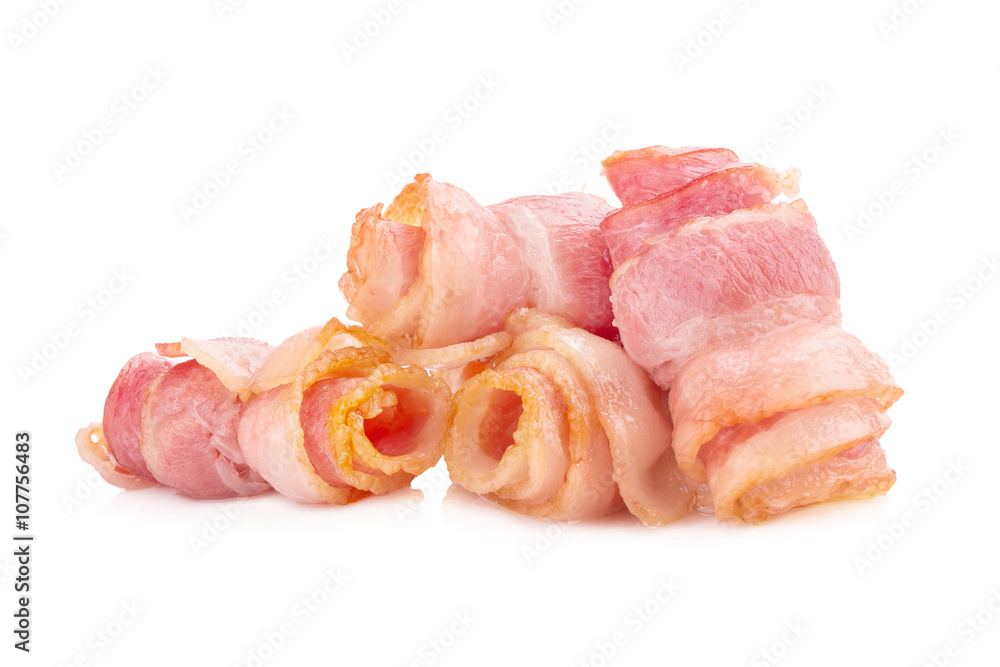 Cooked bacon rashers isolated on white Cooked bacon rashers isolated on white