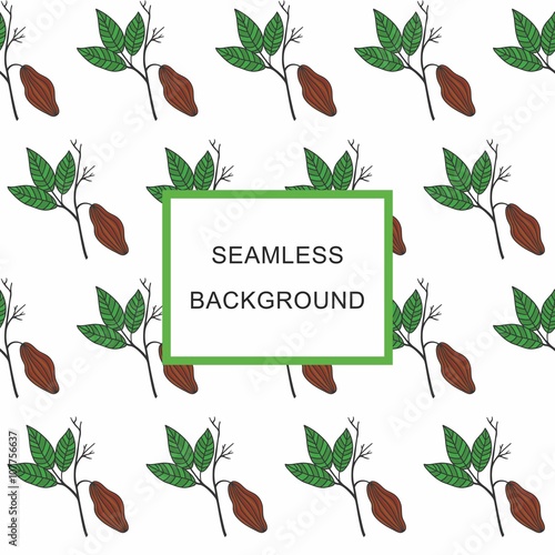 Seamless background Cacao branch with fruits