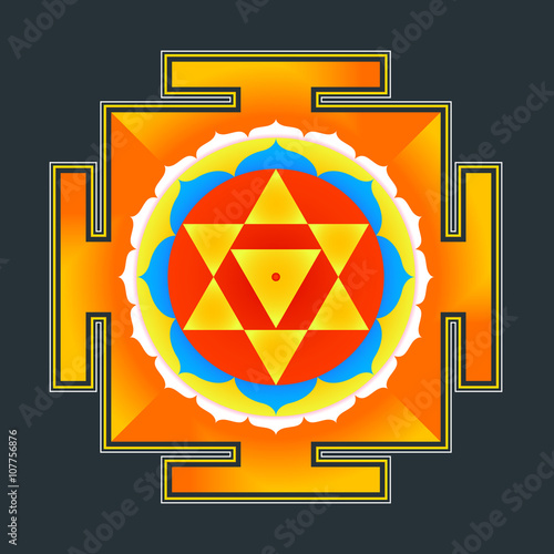 Photo colored Baglamukhi yantra illustration.