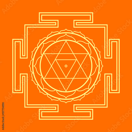 monocrome outline Baglamukhi yantra illustration.