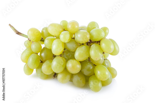 Fresh green grapes isolated on white background