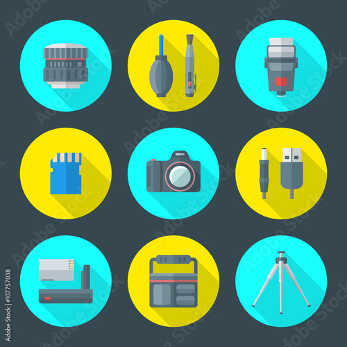 vector various photography goods icons.