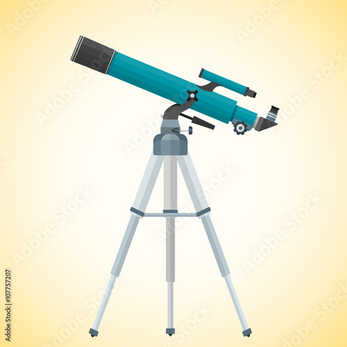 vector flat refracting telescope illustration.