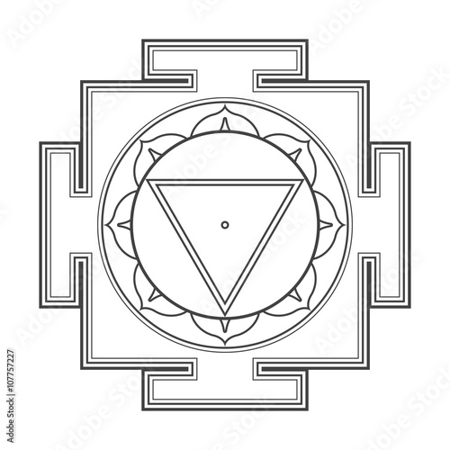 monocrome outline Tara yantra illustration.