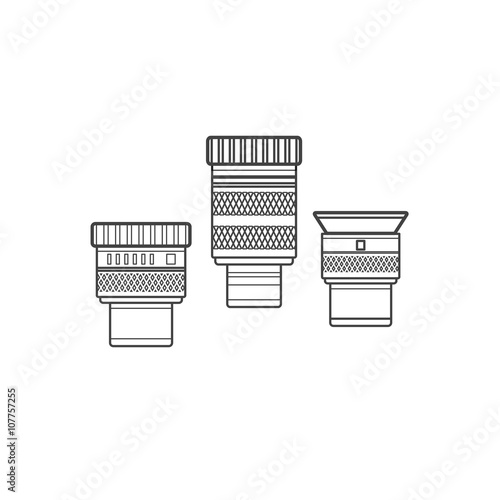 vector outline telescope eyepieces collection.