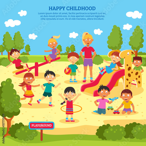 Kids Playing Poster