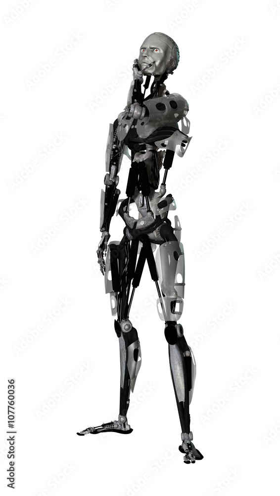 3D Illustration Male Cyborg on White