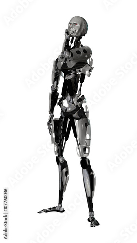 3D Illustration Male Cyborg on White © photosvac