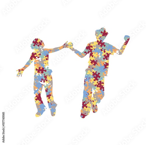 silhouette of boys and girls