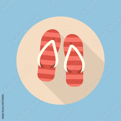 Beach slippers flat icon