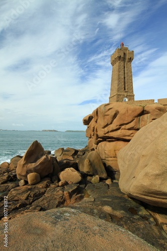 the lighthouse of  the Paths of the customs officers, Perros Guirec, brittany, France  © sofifoto
