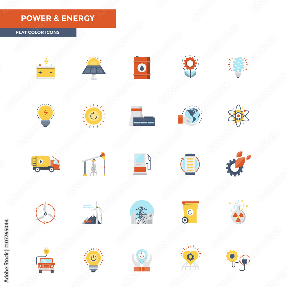 Obraz premium Flat Color Icons- Power and Energy