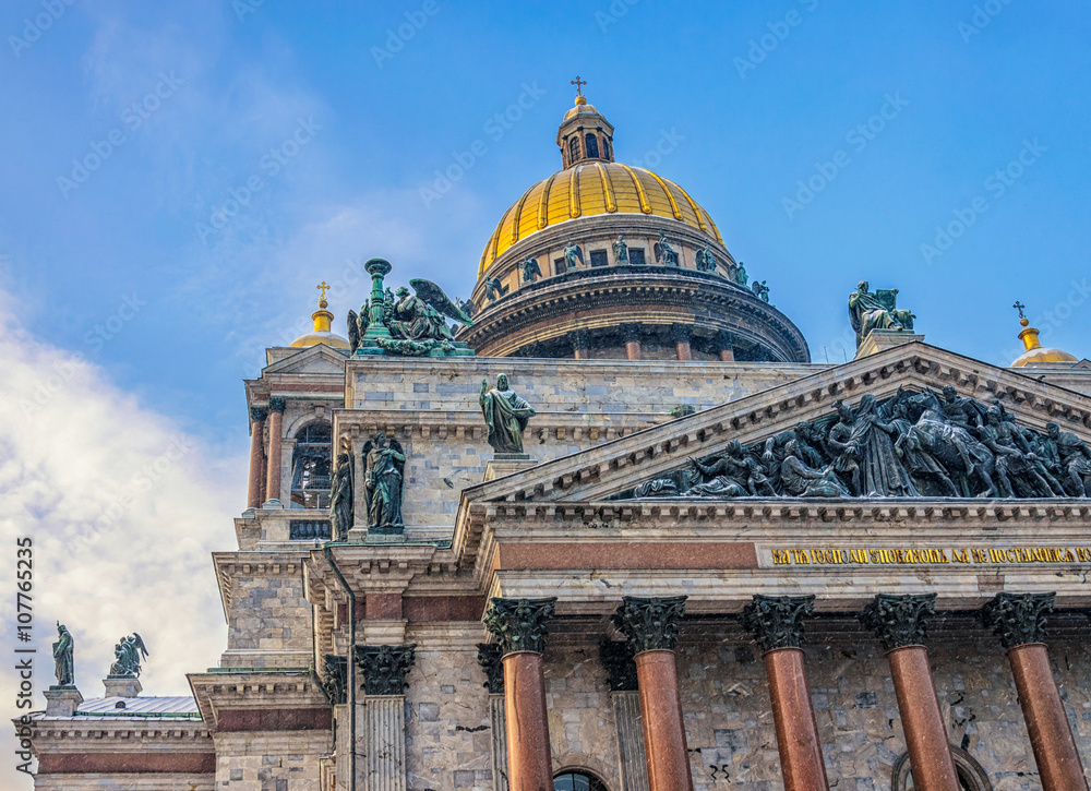 A partial view of The St.Isaac Cathedral at a snowy winter day A partial view of The St.Isaac Cathedral at a snowy winter day