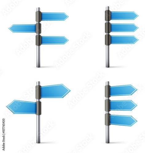 set of blue road signs