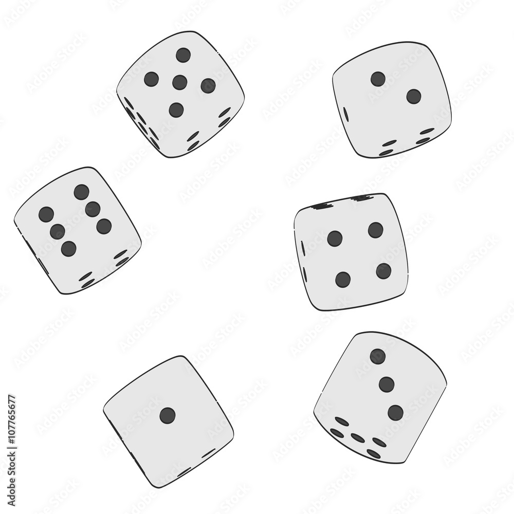 2d cartoon illustration of dices 2d cartoon illustration of dices