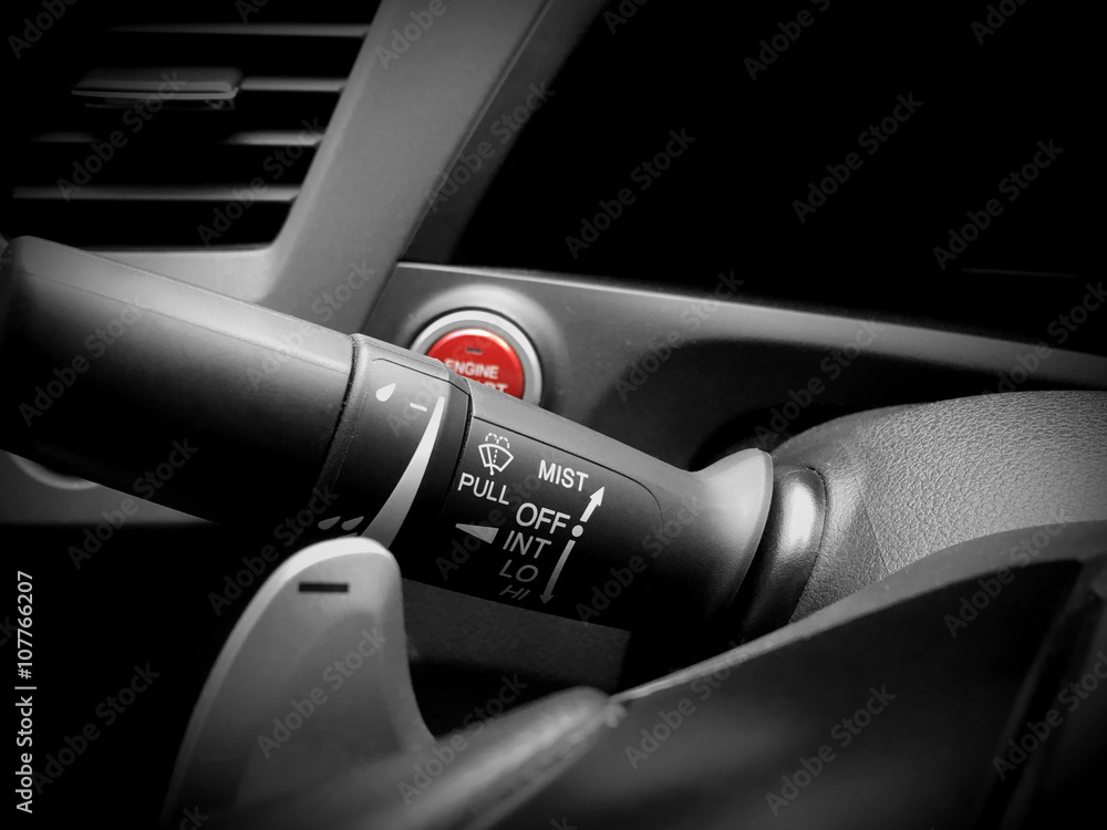 Car interior detail-Wipers control Car interior detail-Wipers control