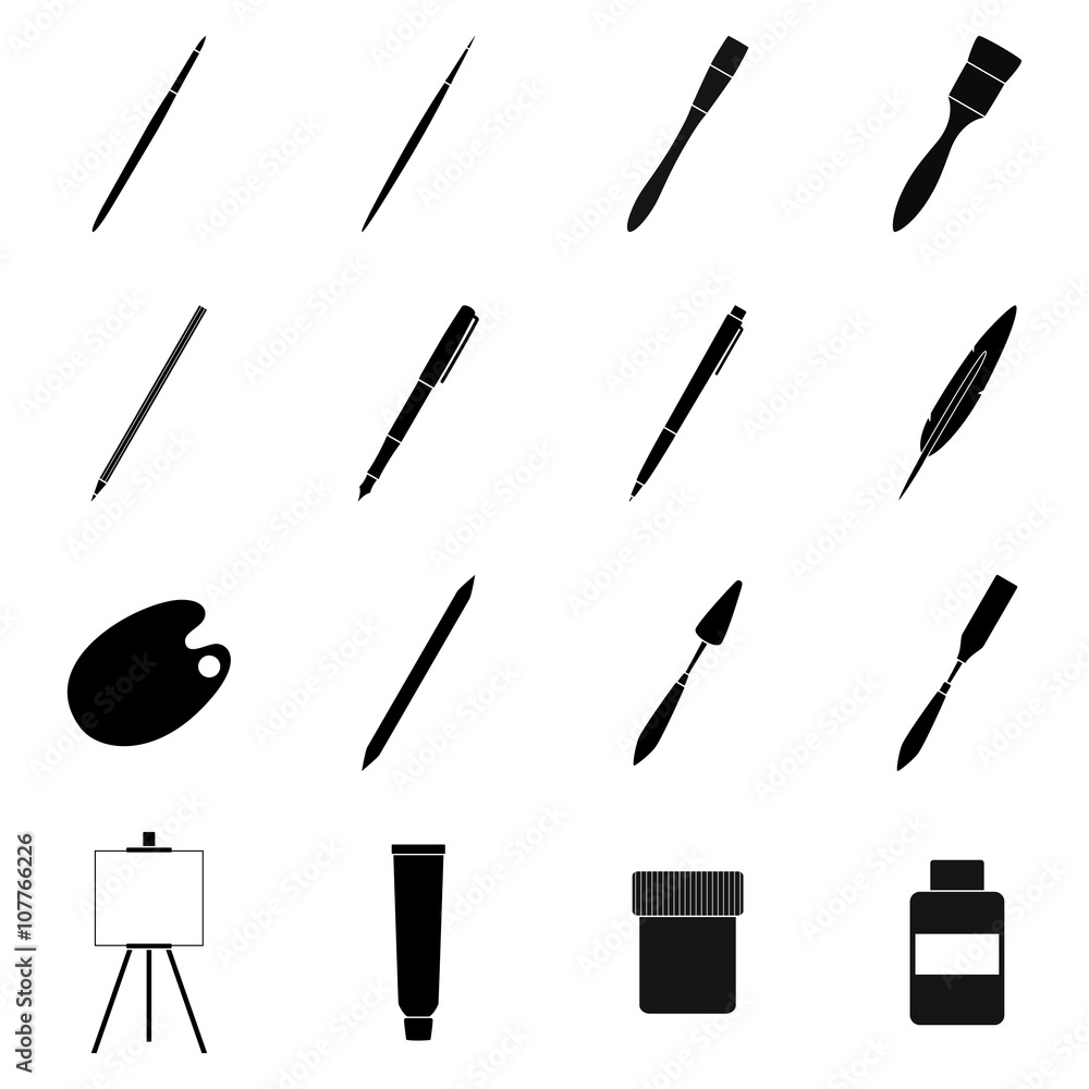 Set of tools for drawing and painting, vector illustration Set of tools for drawing and painting, vector illustration