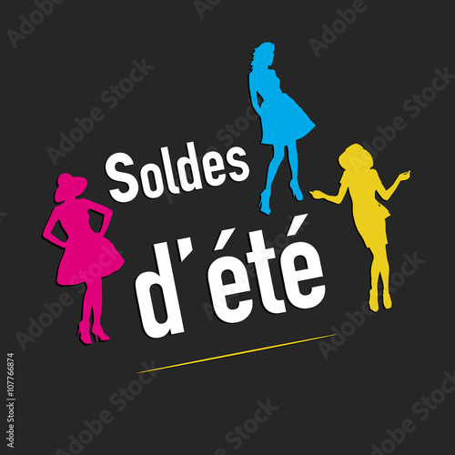 Soldes d'été avec silhouettes-fond gris