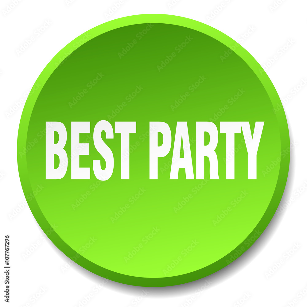 best party green round flat isolated push button best party green round flat isolated push button