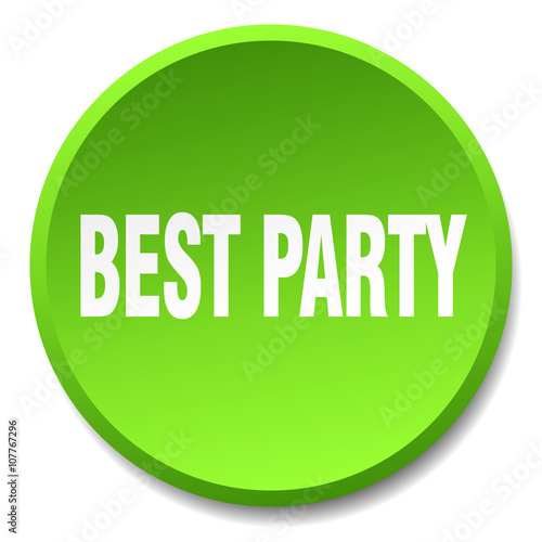 best party green round flat isolated push button